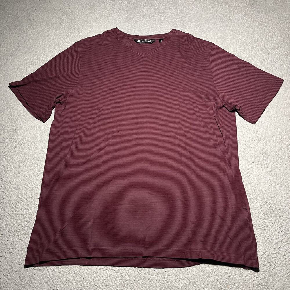 Travis Mathew T Shirt Mens XL Red Stripe Short Sleeve Lightweight V Neck Casual